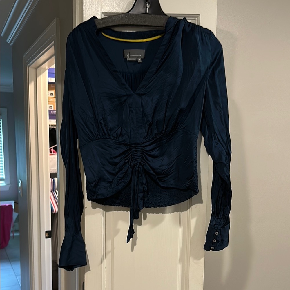 Blue Bell Sleeve Ruched Crop Top